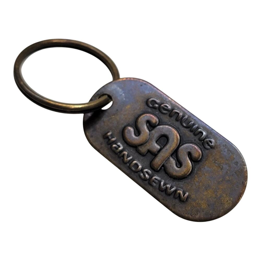 Vintage SAS San Antonio Shoemakers Genuine Handsewn Metal Brass Keychain Fob